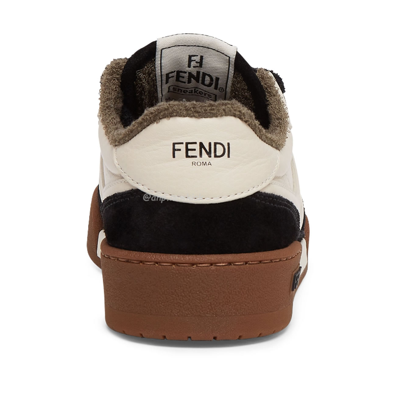 Fendi Match Cream Black White Suede And Leather Low Top Sneakers (17) - newkick.cc